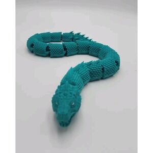 3D Printed Articulated Basilisk - Green with White‎ Eyes - Moving Parts